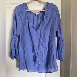 Counterparts Bell Sleeve Quarter Sleeve Periwinkle Blouse